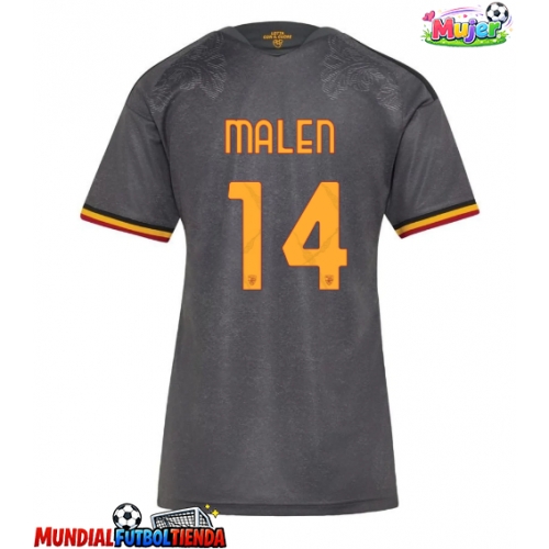 Camiseta AS Roma Donyell Malen #14 Tercera Equipación Replica 2026-27 para mujer mangas cortas